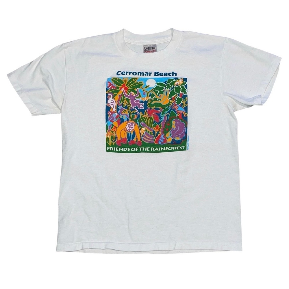Vintage Oneita Cerromar Beach Friends of the Rainforest Kids T-Shirt Large 14-16